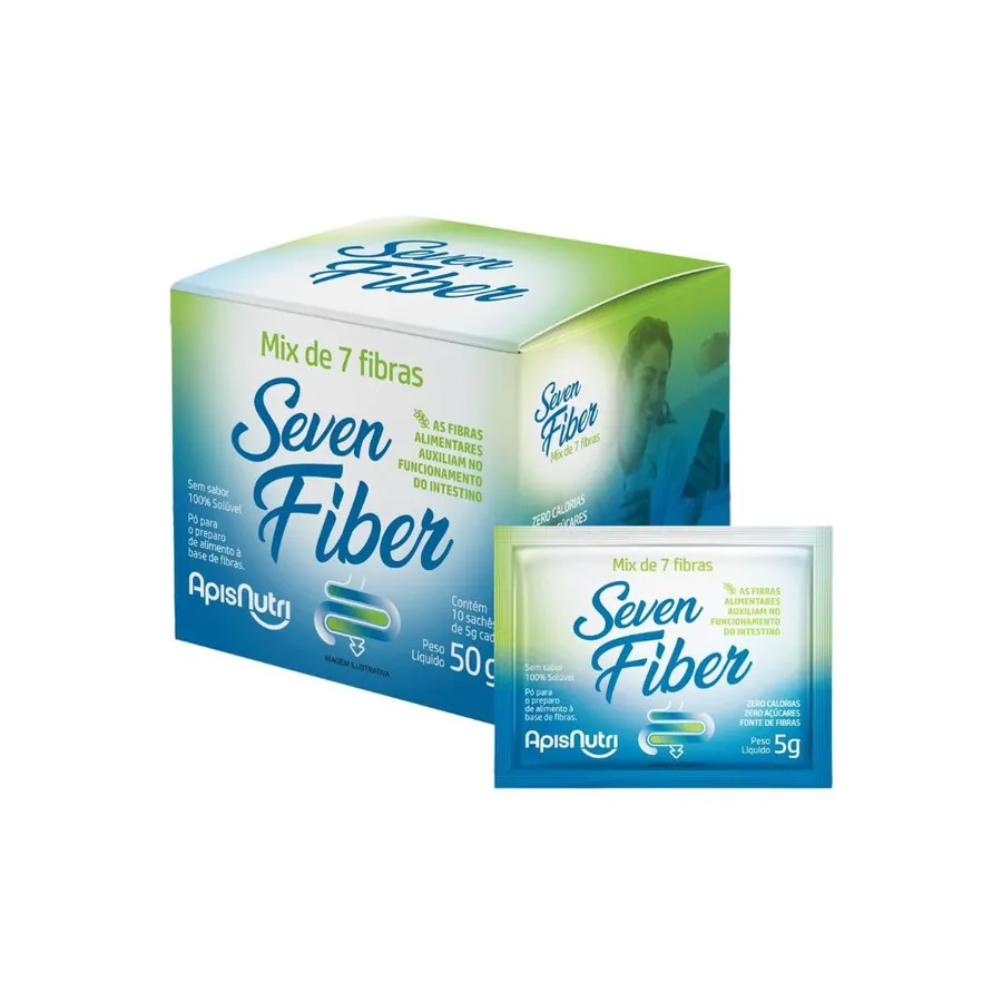 Seven Fiber Apisnutri Mix de 7 Fibras - 10 Sachês cada - Pó Solúvel Sem Sabor 5g