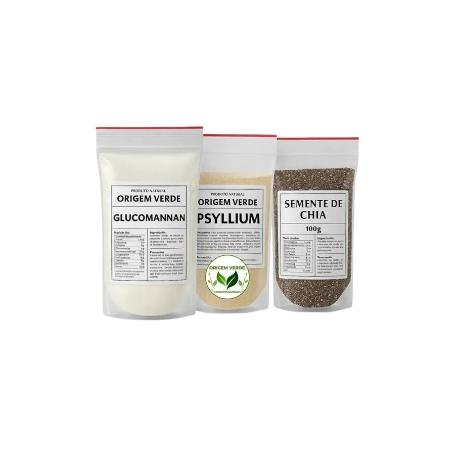 Origem Verde Kit Saciedade Glucomannan + Psyllium + Chia - Cada 100g
