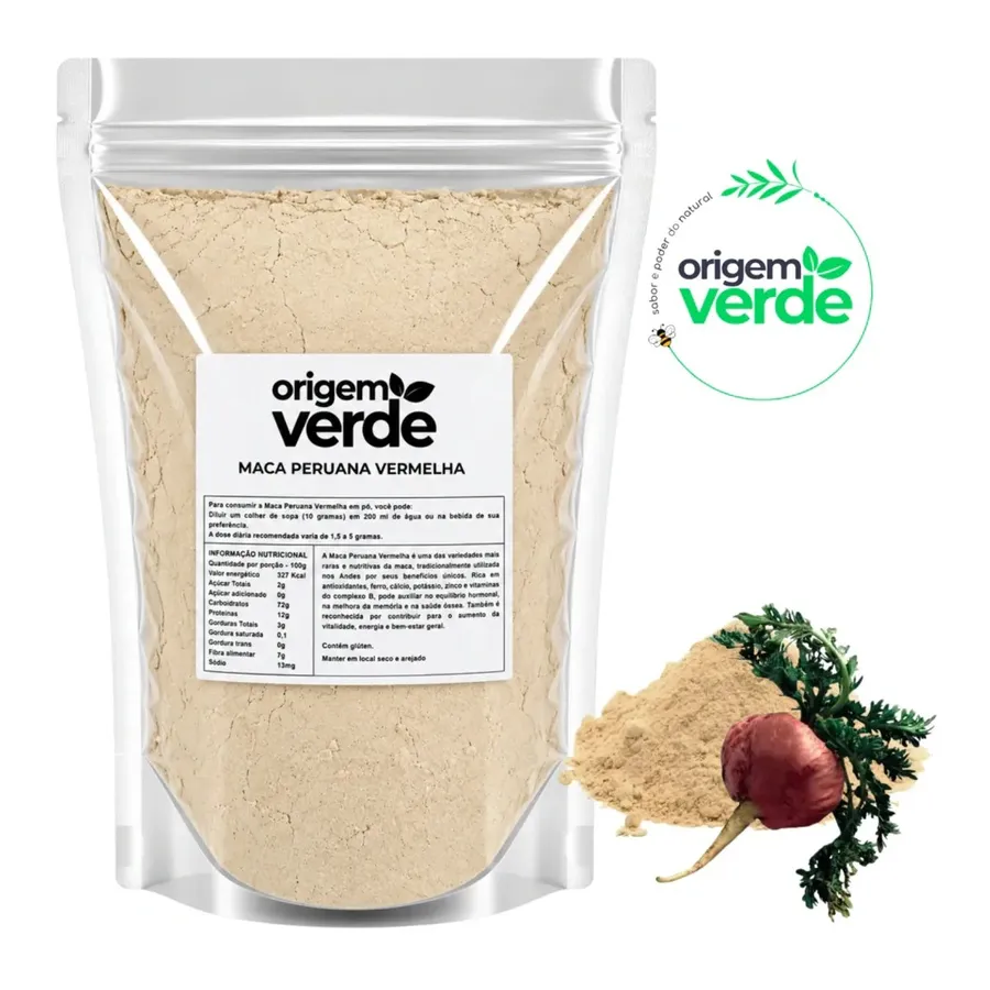 Origem Verde Maca Peruana Vermelha em Pó