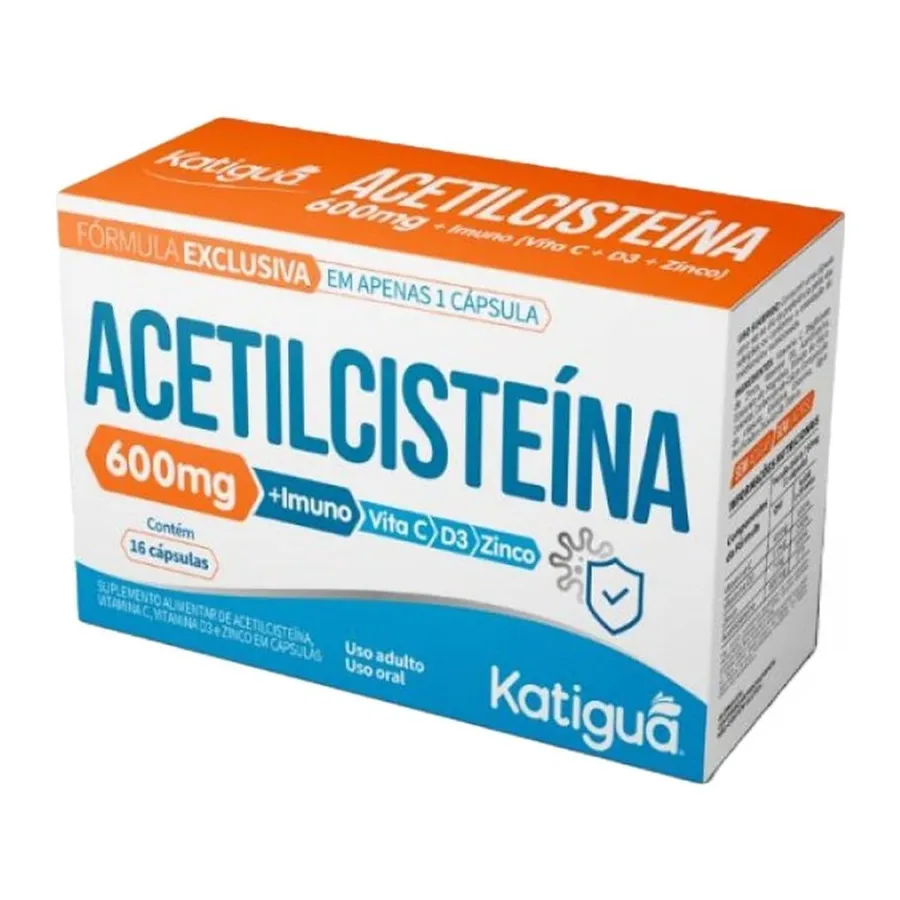 Katiguá Acetilcisteína 600mg - 16 Cápsulas