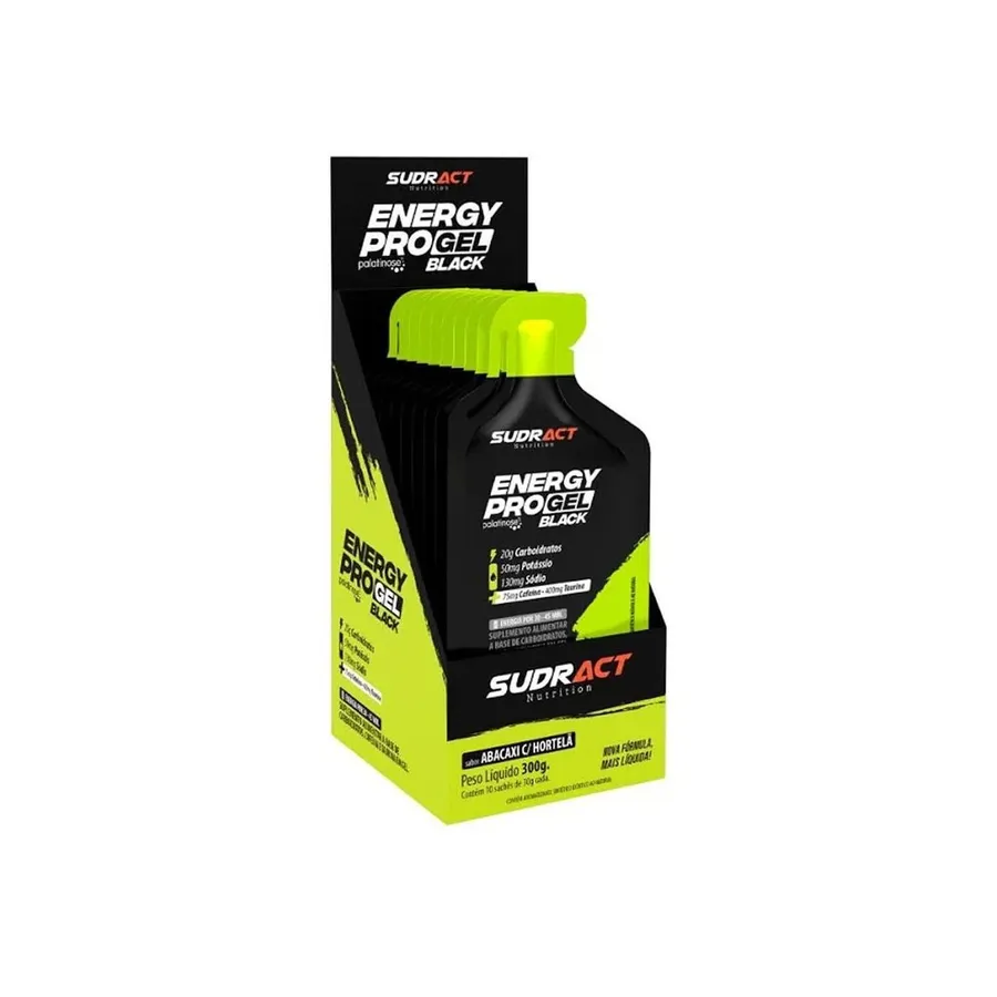 Sudract Nutrition Energy Pro Gel Black - Caixa 10 sachês 30g