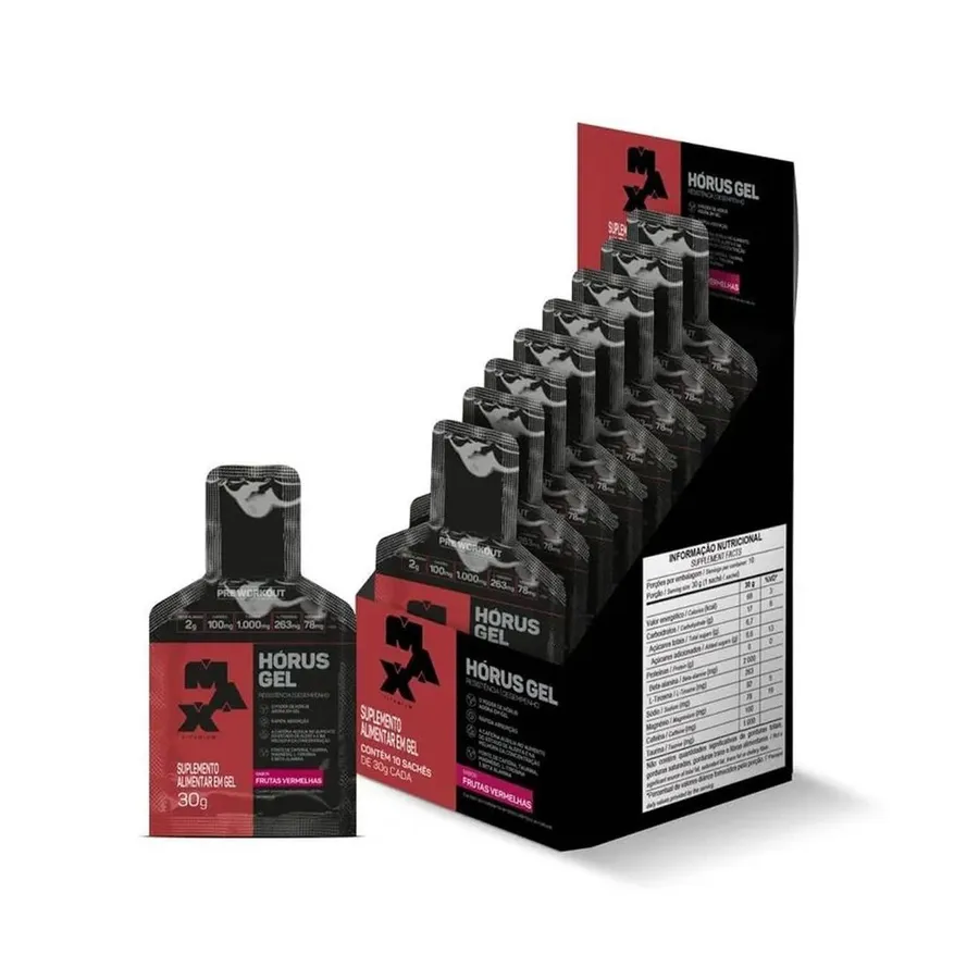 Max Titanium Hórus Gel - 10 Sachês Frutas Vermelhas 30g