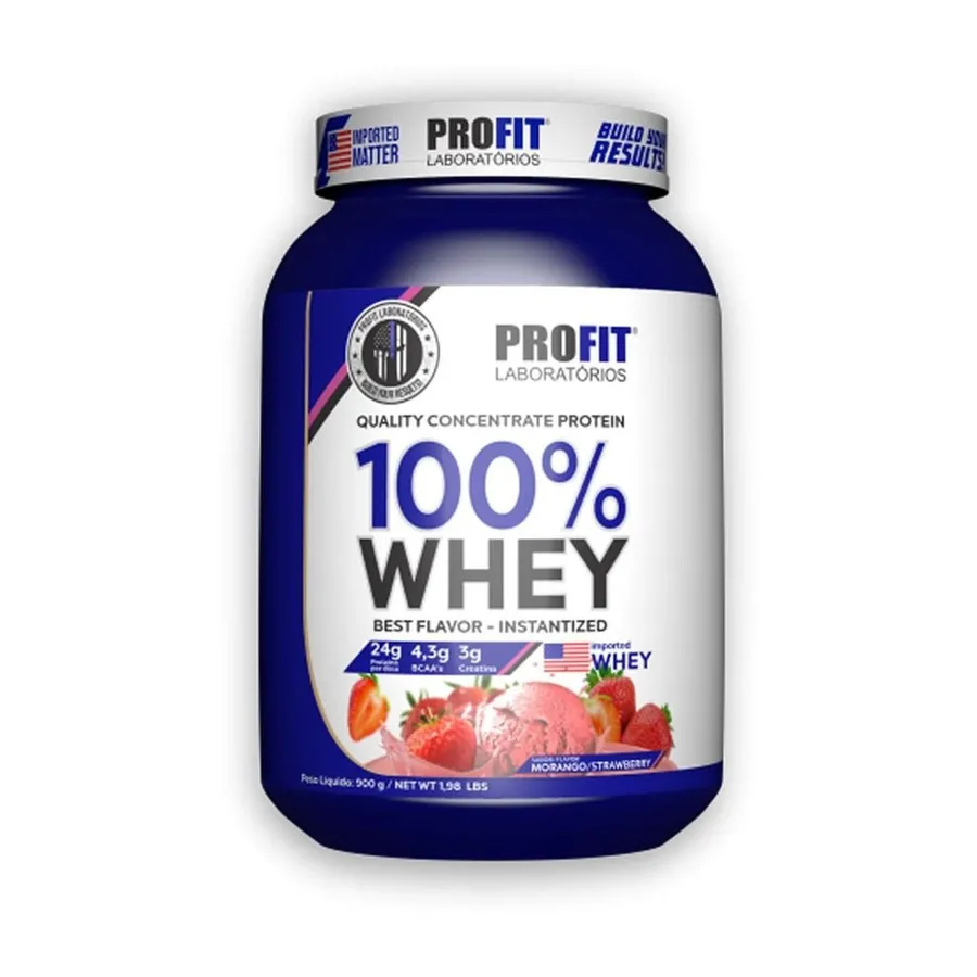 Profit 100% Whey Concentrate - Morango 900g