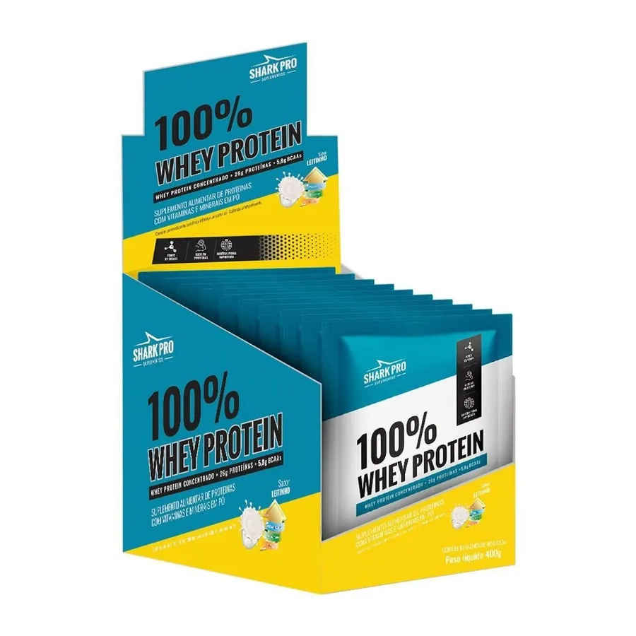 Shark Pro 100% Whey Protein - 10 Sachês Leitinho 40g