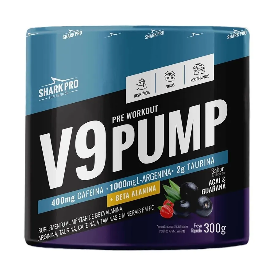 Shark Pro V9-Pump Pre Workout + L-Arginina - Açaí & Guaraná 300g