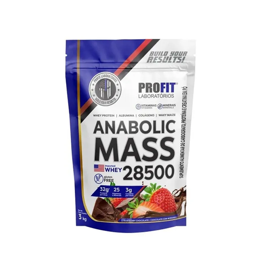 ProFit Anabolic Mass 28500 Refil Stand-Up - Chocolate com Morango 3000g
