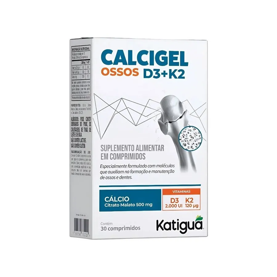 Katiguá Calcigel Ossos D3+K2 - 30 Comprimidos