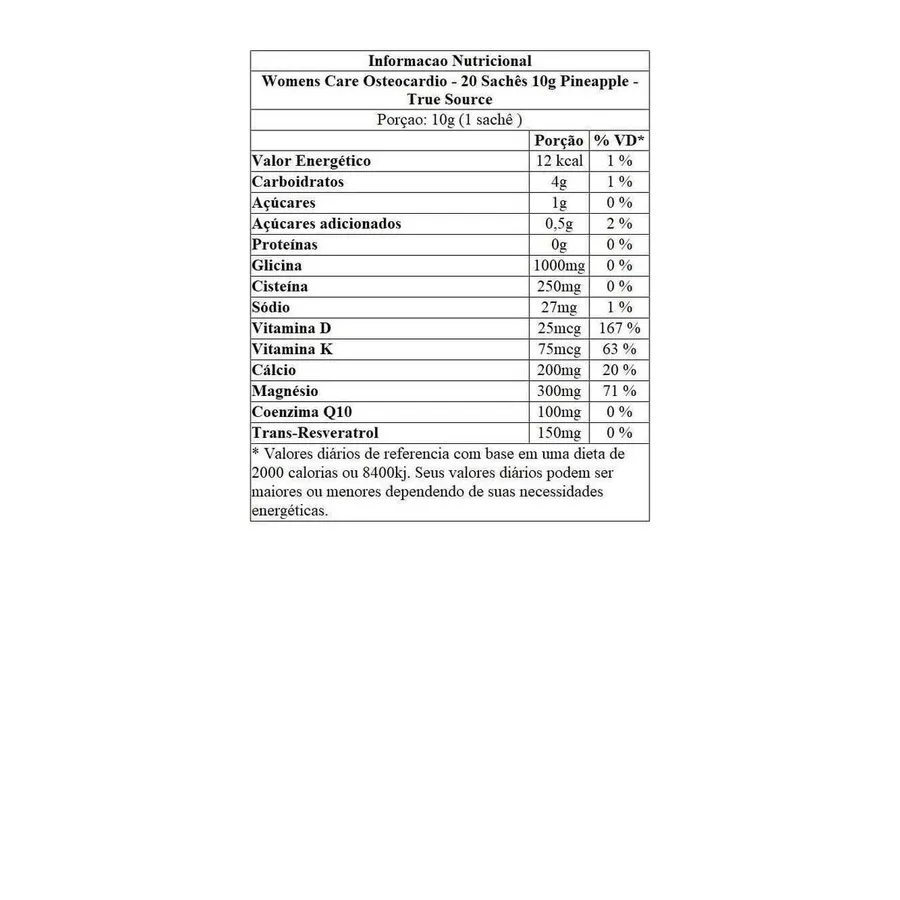 True Source Womens Care Osteocardio - 20 Sachês Pineapple 10g — foto 3