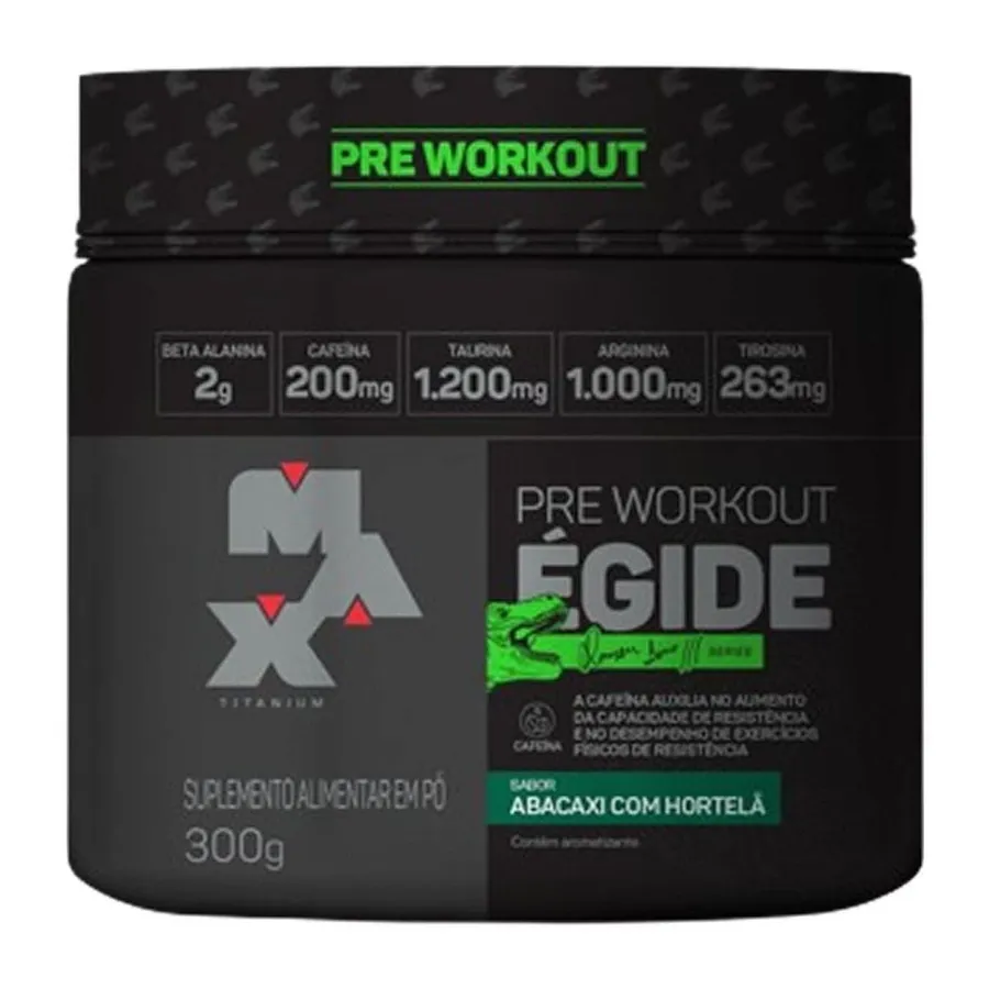 Max Titanium Égide Pré Workout Dino - Abacaxi com Hortelã 300g