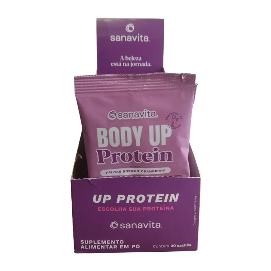Sanavita Body Up Protein - 20 Sachês Frutas Roxas e Cranberry 20g