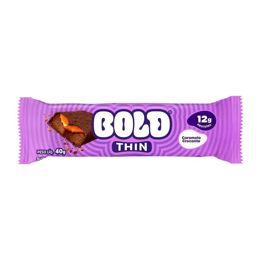 Bold Barra de Proteina Thin - 1 Unidade Caramelo Crocante 40g