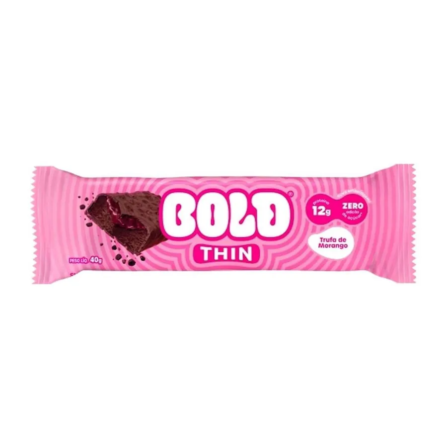 Bold Barra de Proteina Thin - 1 Unidade Trufa de Morango 40g