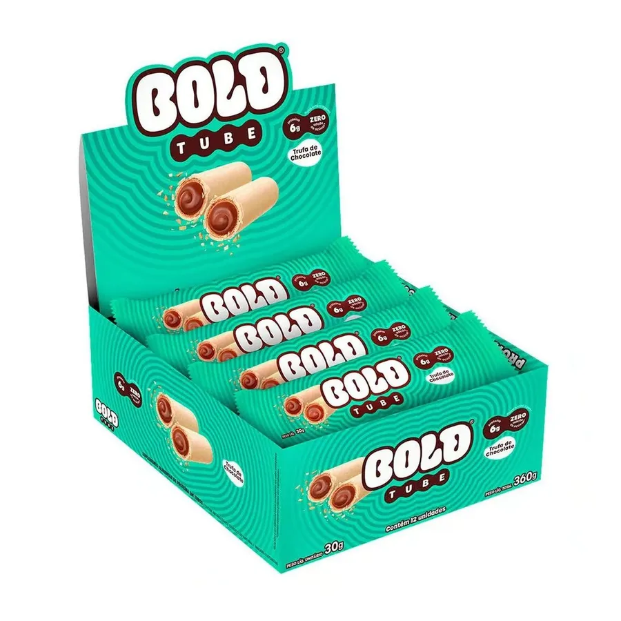 Bold Barra de Proteina Tube - 12 Unidades Trufa de Chocolate 40g