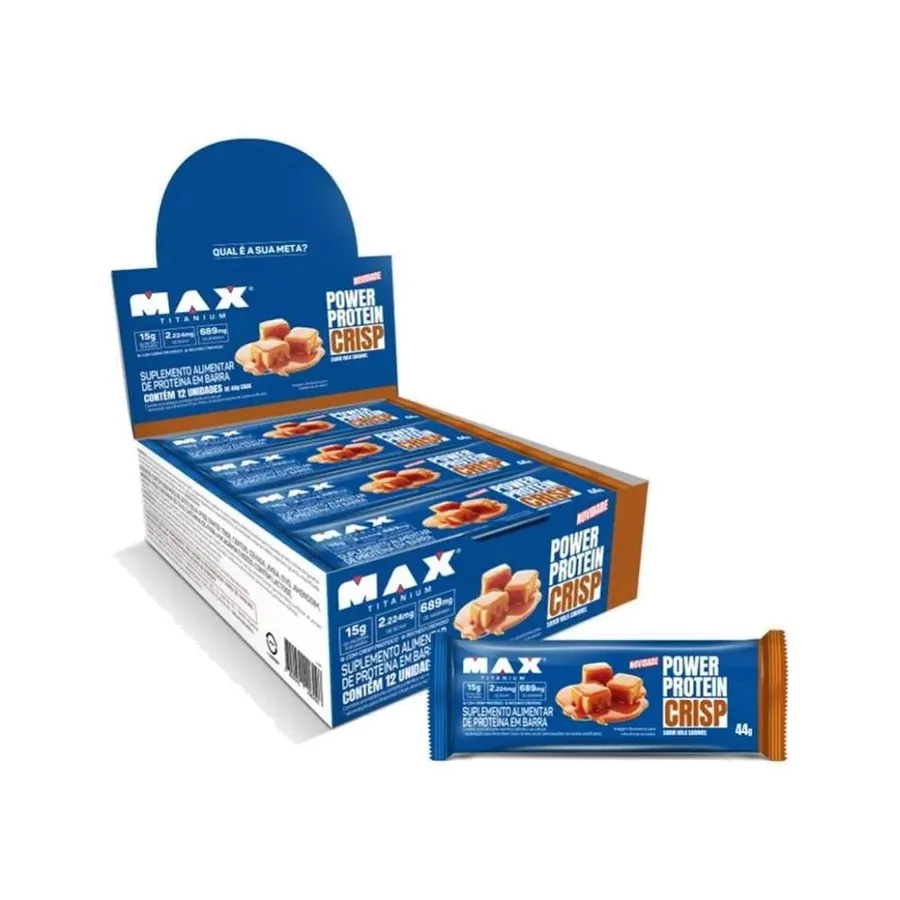 Max Titanium Power Protein Crisp - 12 unidades de Milk Caramel 44g