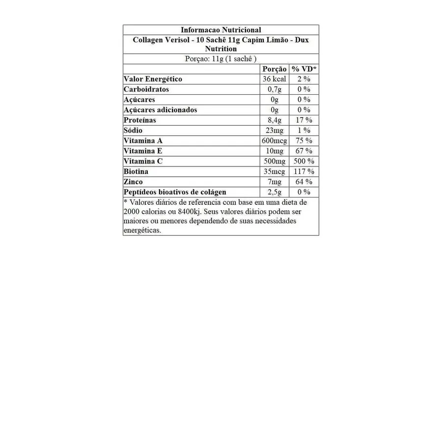Dux Nutrition Collagen Verisol - 10 Sachê Capim Limão 11g — foto 3