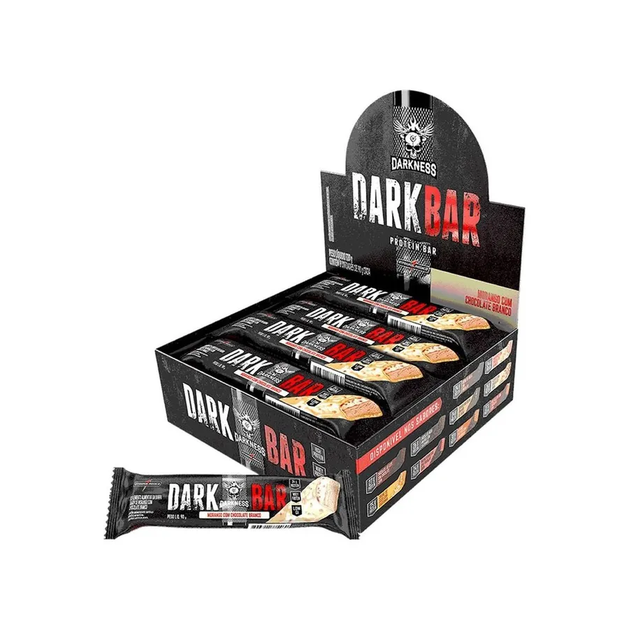 IntegralMédica Whey Bar Darkness - 8 Unidades Morango Com Chocolate Branco 90g