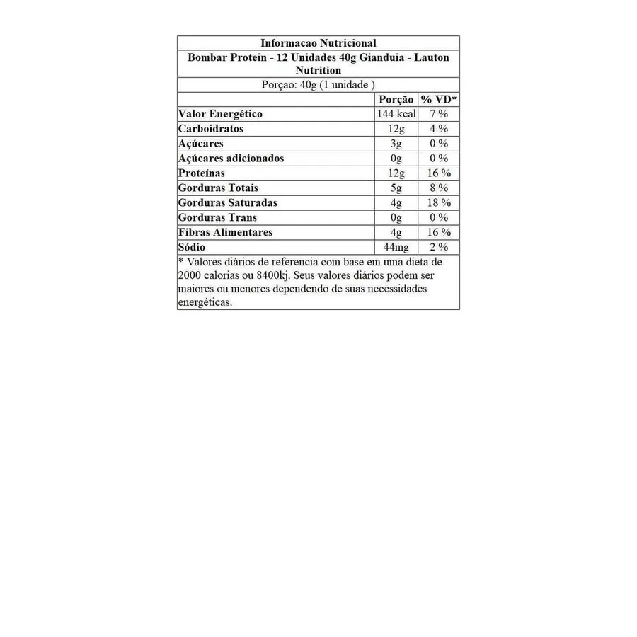 Lauton Nutrition Bombar Protein - 12 Unidades Gianduia 40g — foto 3