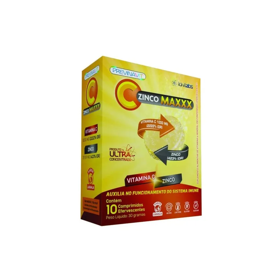 IDN Labs Previnavit C Zinco Maxxx - 10 Comprimidos Efervescentes Laranja