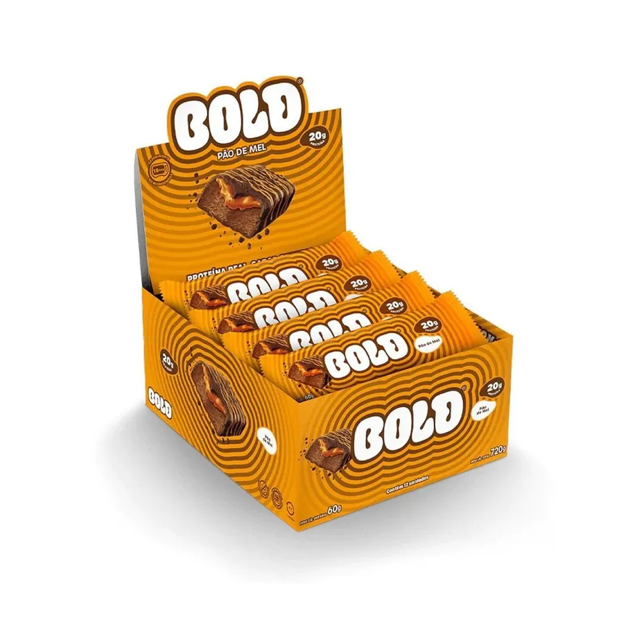 Bold Barra de Proteína - 12 Unidades Pão de Mel 60g
